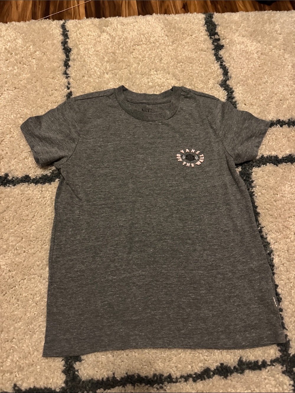 Vans Gray Short Sleeve Kids Tee with Small Chest Graphic
